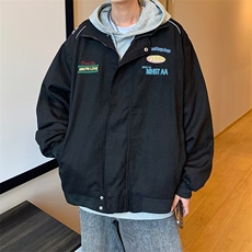 潮复古街头嘻哈翻领棒球服毛巾绣夹克反光条外套W161P70，男装夹克，星座1116-2