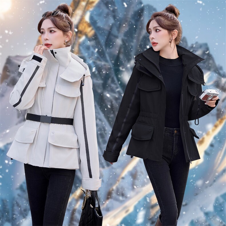 明星户外防风收腰显瘦羽绒服女2025年冬季新款时尚百搭派克服外套,女装羽绒服,意芙