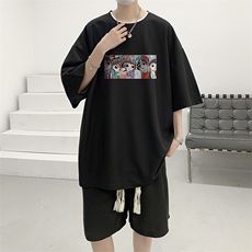 华夫格套装运动短袖t恤套装休闲两件套一套HZ84250-P44，男装T恤，电商A040