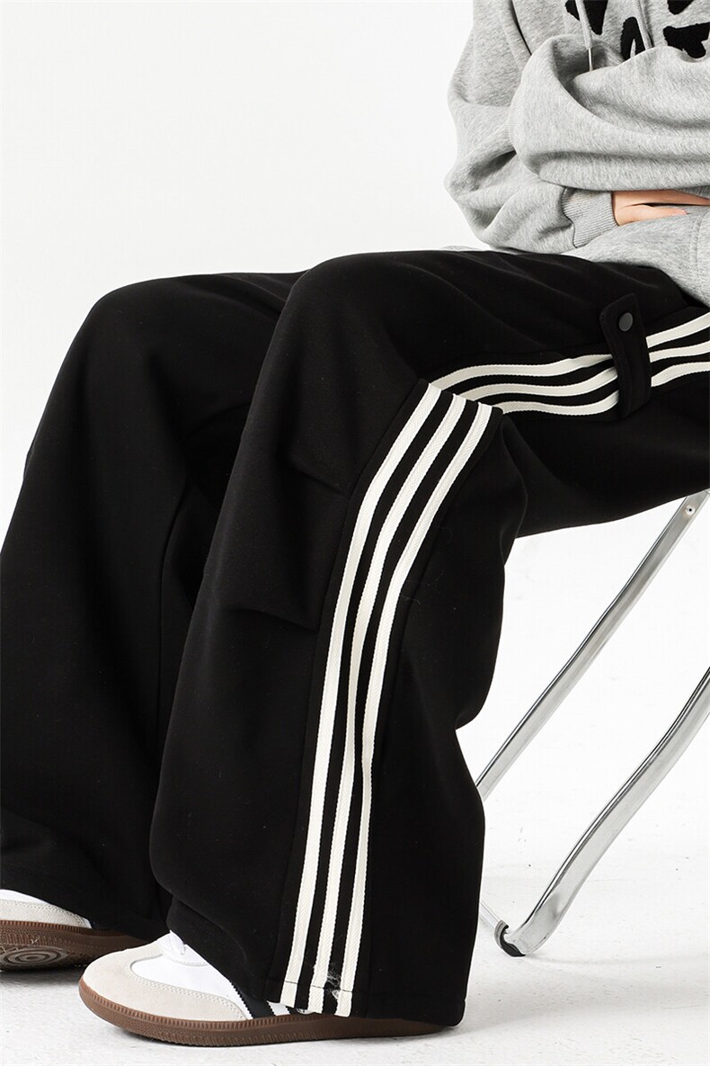 8XL-M奥粒绒加绒休闲裤男三条杠条纹运动裤宽松卫裤K9121P58控78,男装休闲裤,电商D206-1