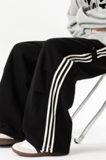 8XL-M奥粒绒加绒休闲裤男三条杠条纹运动裤宽松卫裤K9121P58控78，男装休闲裤，电商D206-1
