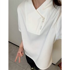 2026夏季新款270g华棉斜拉链V领短袖T恤DT6263特P25建议零售价68，男装T恤，电商A001