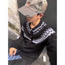 美式费尔岛针织毛衣男女轻奢老钱开衫插肩百搭上衣SW9563，男装针织衫/毛衣，星座516A