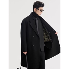 1506A/GCK050/P104毛呢大衣男中长款韩版宽松双排扣，男装毛呢大衣，星座1506A