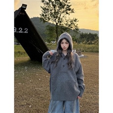 秋冬季新款连帽纽扣半开衫毛衣针织衫外套男女潮ML105-P56，男装针织衫/毛衣，星座208-5
