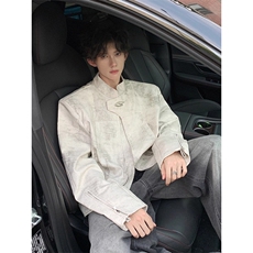 美式覆古垫肩皮衣外套男士冬新款潮PU机车服皮夹克短款W6844-P77，男装夹克，星座412-3