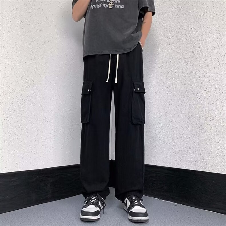 工装裤男港风潮流大口袋个性2024秋季新款ins宽松长裤K3946-P38,男装休闲裤,星座412-3