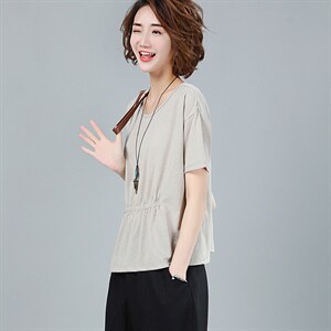 2021年夏季新款韩版休闲T恤女宽松显瘦半袖上衣服女士打底衫棉图片