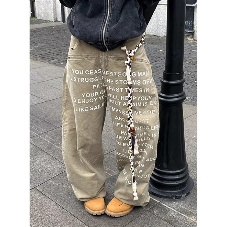 复古浪漫水洗做旧低腰牛仔裤男女宽松直筒阔腿拖地长裤子N1339，男装牛仔裤，星座1116A（原606A-3）