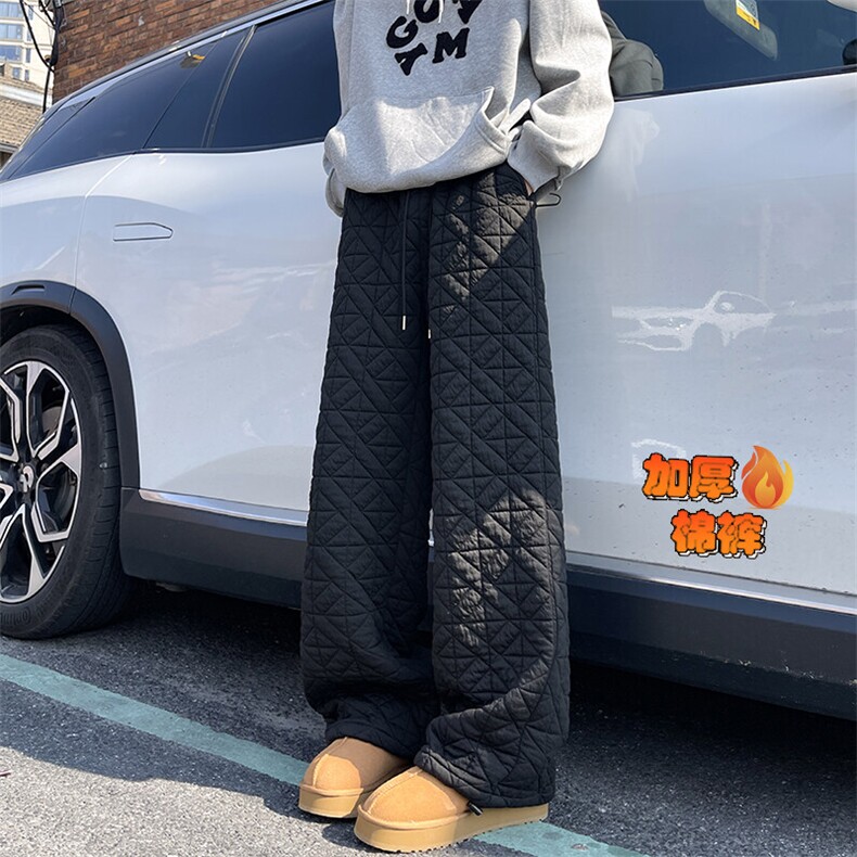 特批P35无差价冬季抖音大码男加厚男女阔腿拖地裤K5614J加棉,男装休闲裤,电商A001-1