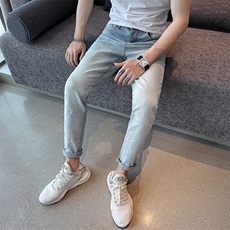 B230档新款纯色简约弹力小脚牛仔裤男士长期款7763P80，男装牛仔裤，电商B230