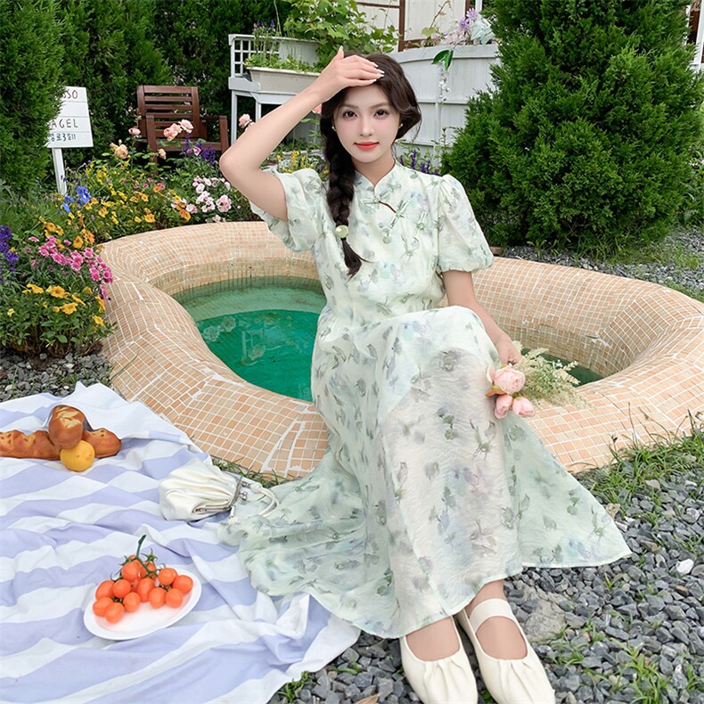 法式高腰A字碎花连衣裙女夏季2025新款爆款超好看高级感气质长裙,女装连衣裙,浙宝276（原081）