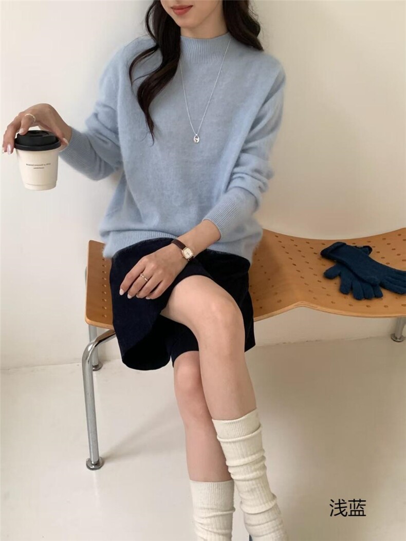 2025年秋季常规宽松型通勤单件半高领,女装羊毛衫,纳驰羊绒