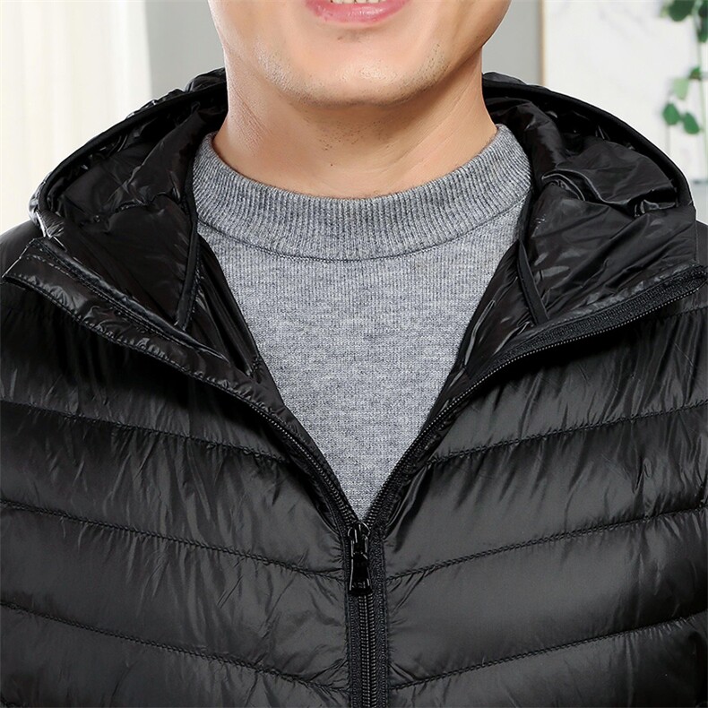 男中老年90绒轻薄连帽羽绒服外套秋冬休闲羽绒轻便外套,男装羽绒服,钱塘723