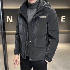 男士连帽亮面羽绒服店主风冬季新款时尚休闲外套8072-P195，男装羽绒服，电商A413