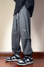 纯棉水洗梭织裤全包边新款阔腿束脚休闲裤男K23140-P50控78，男装休闲裤，星座717
