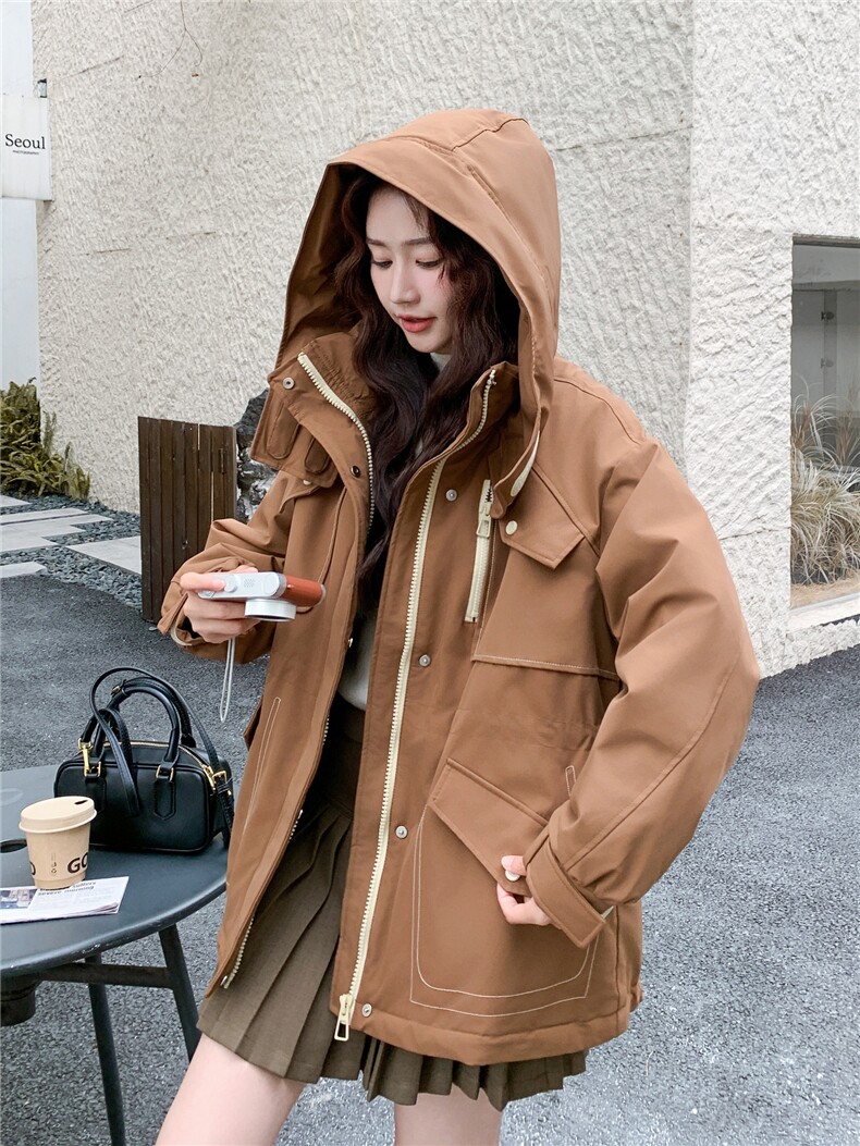 韩系工装派克羽绒服女2025冬季新款高端洋气休闲保暖90白鸭绒外套,女装羽绒服,玖莱伊