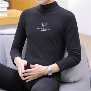 冬季半高领双面绒刺绣鹿角卫衣男加绒加厚保暖打底衫长袖灰336P28,红色包和绿色衣服搭配吗图片