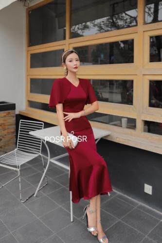 时尚醋酸连衣裙????，女装连衣裙，珀莎