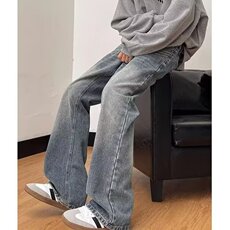 微喇牛仔裤男春秋季高街痞帅小众复古直筒休闲长裤子AM1117P45，男装牛仔裤，星座1013-5