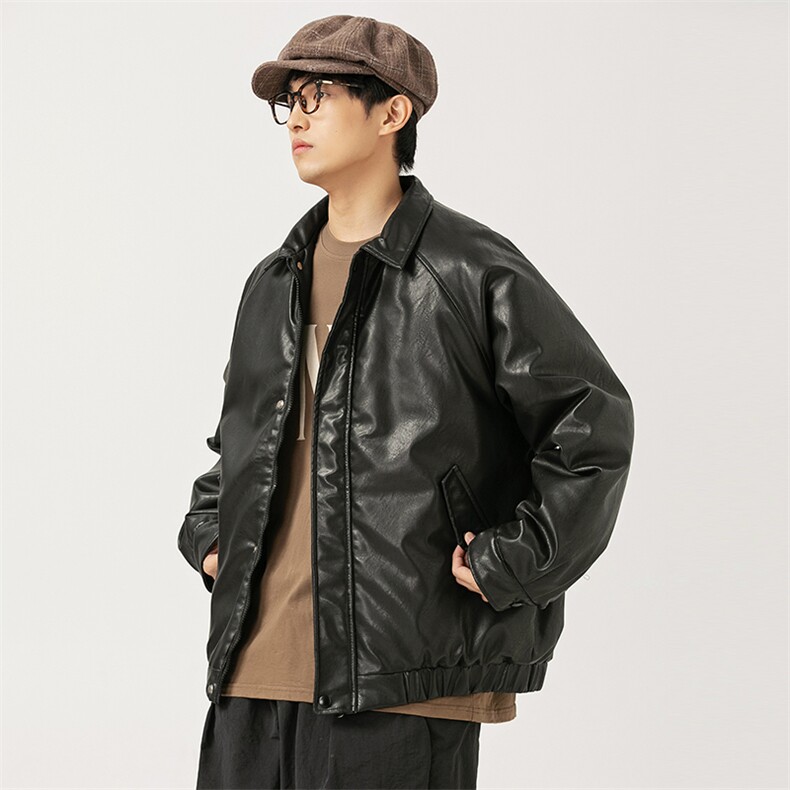 2026冬季新款男装日系潮牌纯色休闲皮衣棉服加厚外套MY382-F145,男装皮衣,电商A101（原外27）