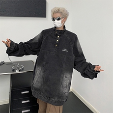 牛仔外套男春秋高街水洗夹克设计感小众宽松休闲上衣W7834-P65，男装夹克，星座512-4