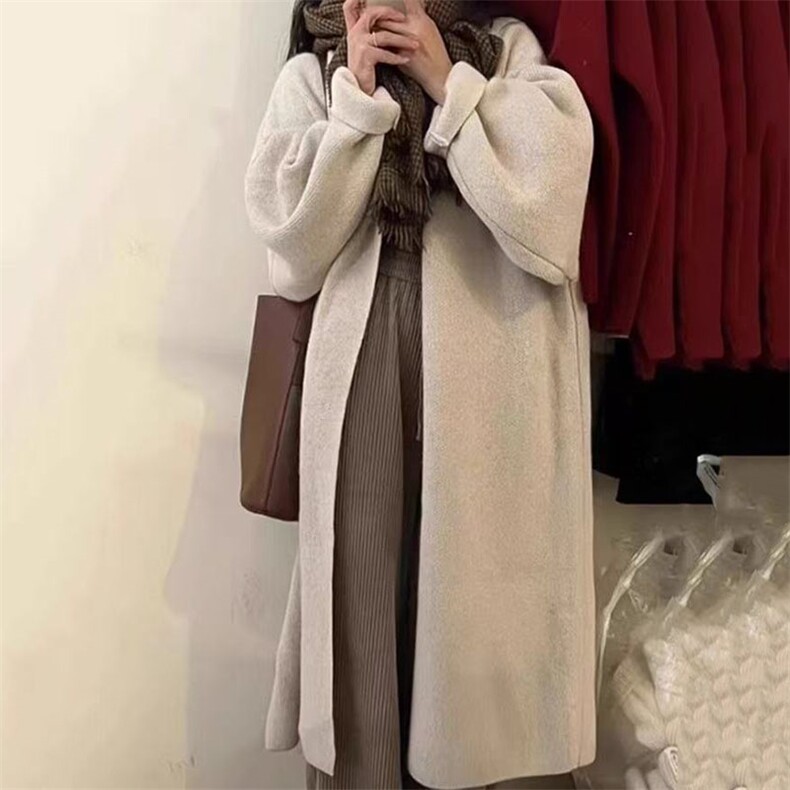 2025年秋季中长款长袖中长款开衫，女装针织衫/毛衣，萱芳婷羊绒