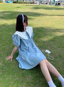 双层娃娃领，韩风连衣裙图片