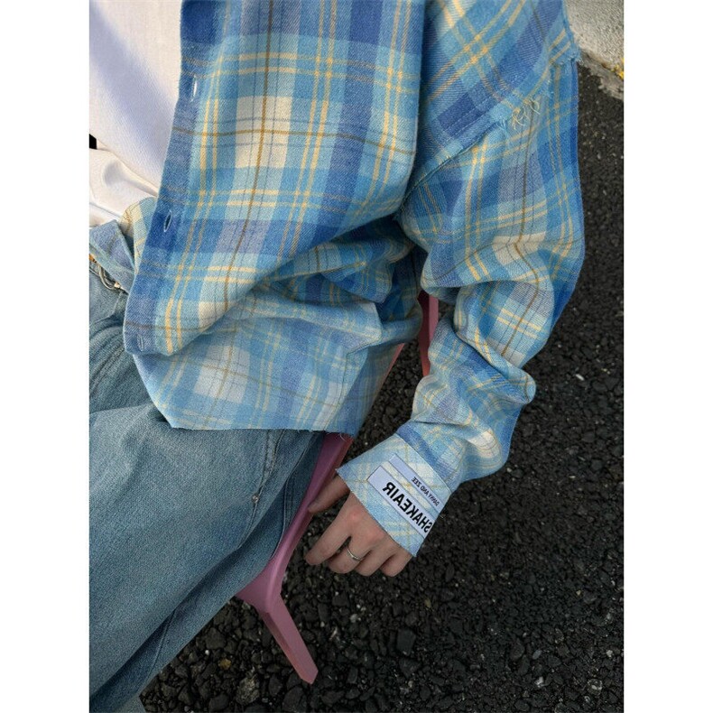 CS266CC特P36粉色现货-格子衬衫男夏季长袖情侣衬衣,男装衬衫,星座1007（原301D）