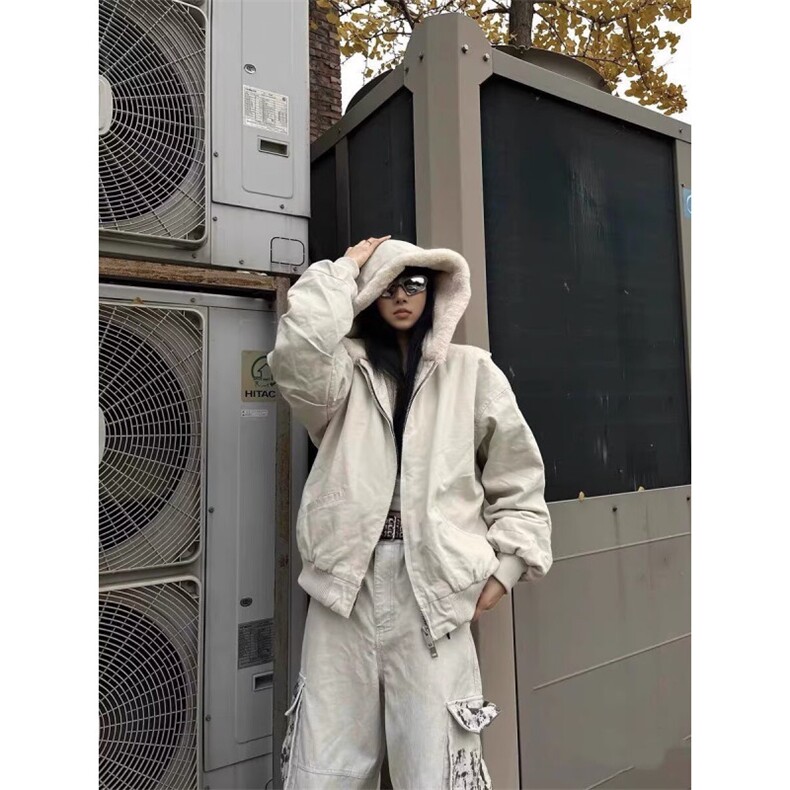 羊羔毛绒外套男女2025年新款秋冬宽松休闲加绒加厚连帽棉衣棉服,男装棉衣,四季星座505