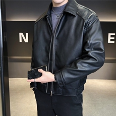 新标90绒皮夹克羽绒服男冬季2025新款翻领外套A313-8666-P255，男装夹克，电商A313
