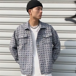 原宿风编织夹克男春秋新款潮牌痞帅上衣宽松外套JKA89-P64