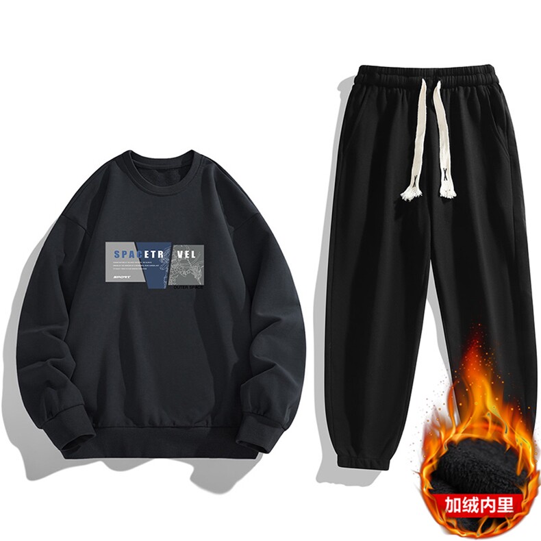外贸跨境现货2025秋冬新款加绒男士印花卫衣套装JR8200-P39,男装休闲套装,星座1816-2（原1210–2）