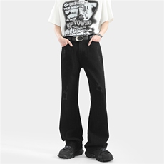 xz905-2-Z029#P65-（控98）吊磨猫须水洗微喇牛仔裤，男装牛仔裤，星座905-2