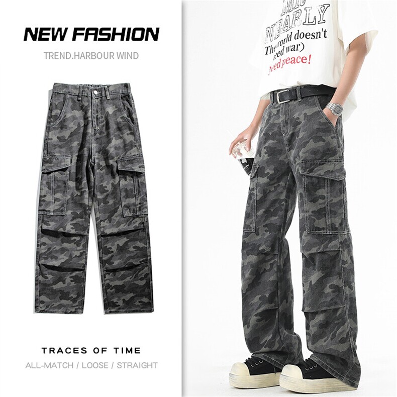 半橡筋贴比袋两折位迷彩裤休闲男装潮流百搭宽松版型K2522P55，男装牛仔裤，电商D325