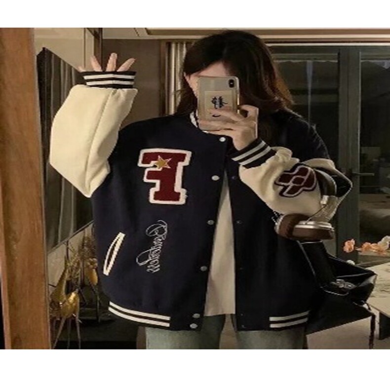 美式复古棒球服外套女2025早秋新款设计感小众休闲刺绣宽松夹克潮,男装夹克,星座218-8