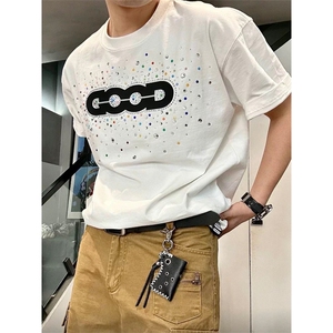 网图有货 夏季彩钻假日缤纷糖果钻石短袖T恤男情侣上衣 A634-P35,男装T恤,星座1505