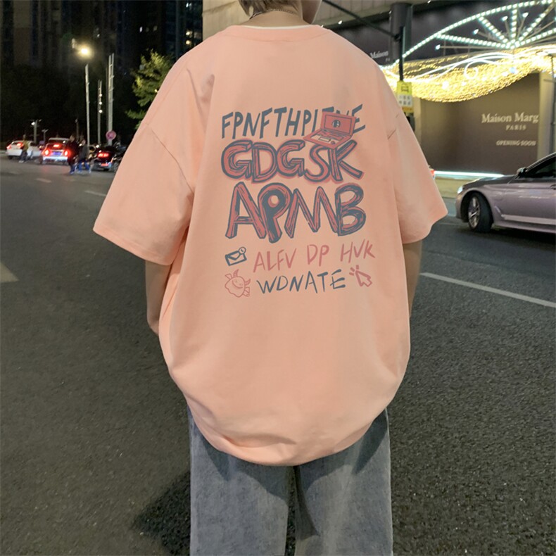 已注册/夏季外景纯棉复古休闲圆领短袖T恤男宽松体恤衫DT9674/P25,男装T恤,电商B316