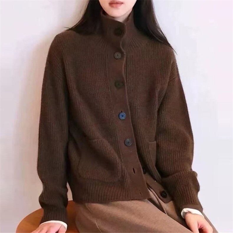 2025年秋季时尚百搭通勤简约休闲开衫，女装羊毛衫，科源羊绒