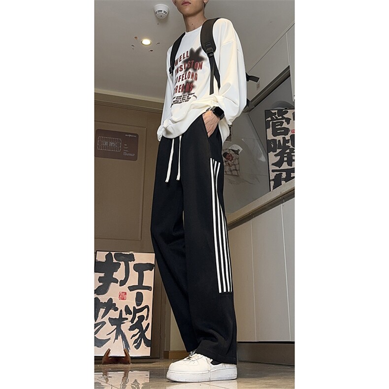 秋季美式高街运动拼接三条杠休闲卫裤货号K2434P55控价78,男装休闲裤,电商A063