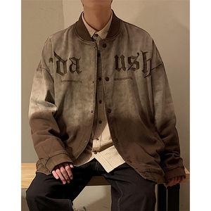美式复古水洗做旧渐变棒球服男外套春季新款百搭夹克男JK972-P85图片