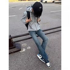 高街微喇牛仔裤男修身显瘦裤子窄版直筒长裤H2036P45，男装牛仔裤，星座1112-1