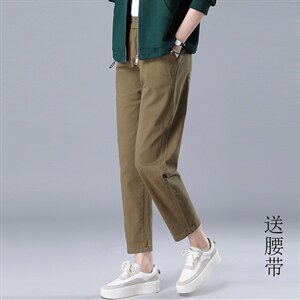 582款休闲弹力百搭裤子中腰加厚2024年秋季图片