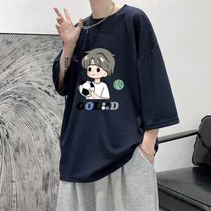 Q11207-P30 春夏季七分袖t恤男大码五分袖男短袖中袖   大皂风图片