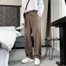 休闲西裤男腰带直筒宽松垂感坠感韩版西装裤潮拖地长裤K4173-P36，男装西裤，星座412-2