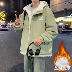 灯芯绒两面穿棉服男女羊羔毛棉衣外套冬季加厚棉袄M0811-P120，男装棉衣，星座308B-2
