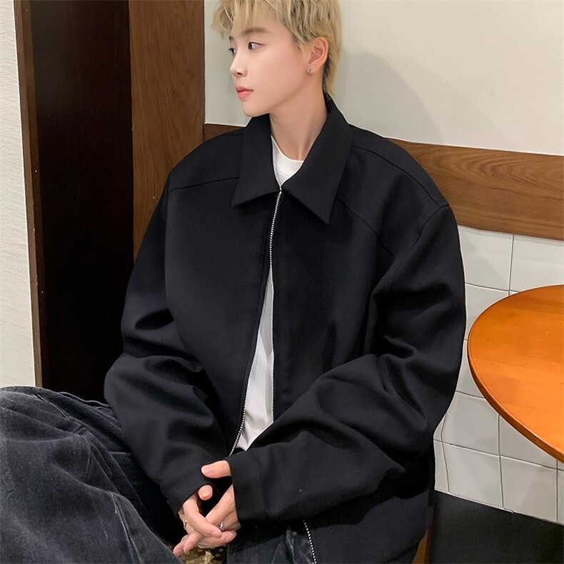 烟紫色夹克男cleanfit外套翻领纯色立体剪裁复古时髦潮Y161/P62,男装夹克,星座506