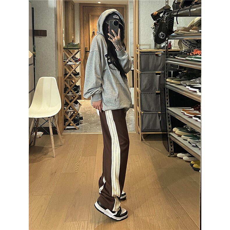 秋季新款条纹拼接卫裤长裤女模XZ604-KP75-P55控68,男装休闲裤,星座604
