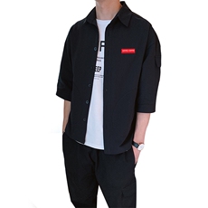 2023夏季港风男士七分袖时尚简约衬衫宽松短袖衬衣1877-P40，男装衬衫，电商A128