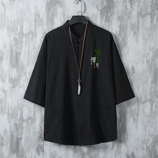 男士衬衫五分袖衬衣中袖印花立领唐装风XZ1512-241303-P35，男装衬衫，星座1512